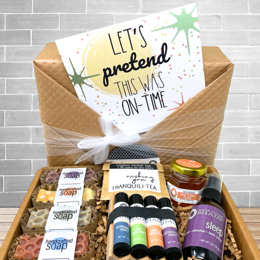 Belated Funny Celebration Gift Box • Let's pretend this was on time (12PC WRAPPED GIFT)