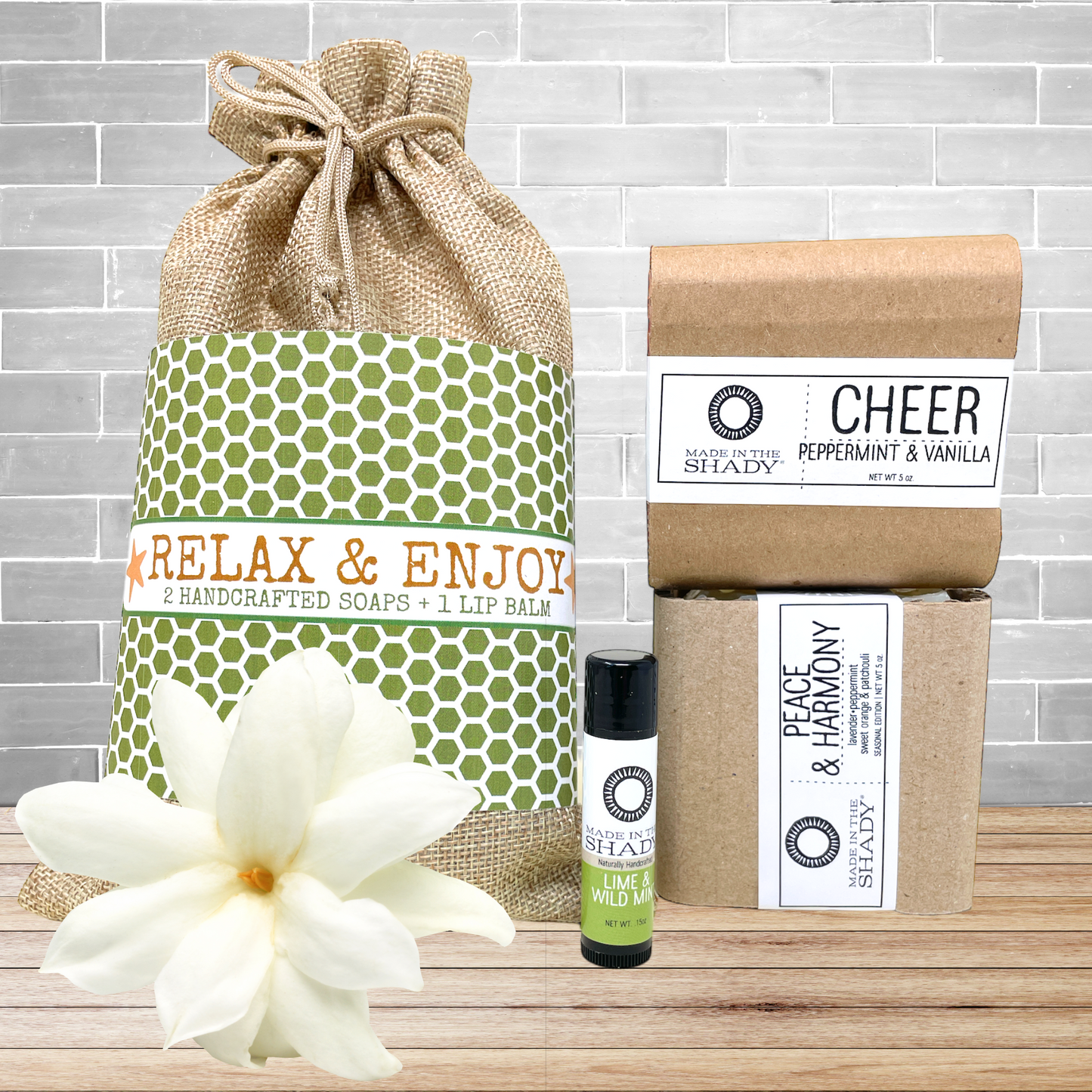 Relax and Enjoy Organic Gift Set • 3pc Handcrafted Soap & Lip Balm Gift Box Under $25 •Ready-to-Gift Self Care