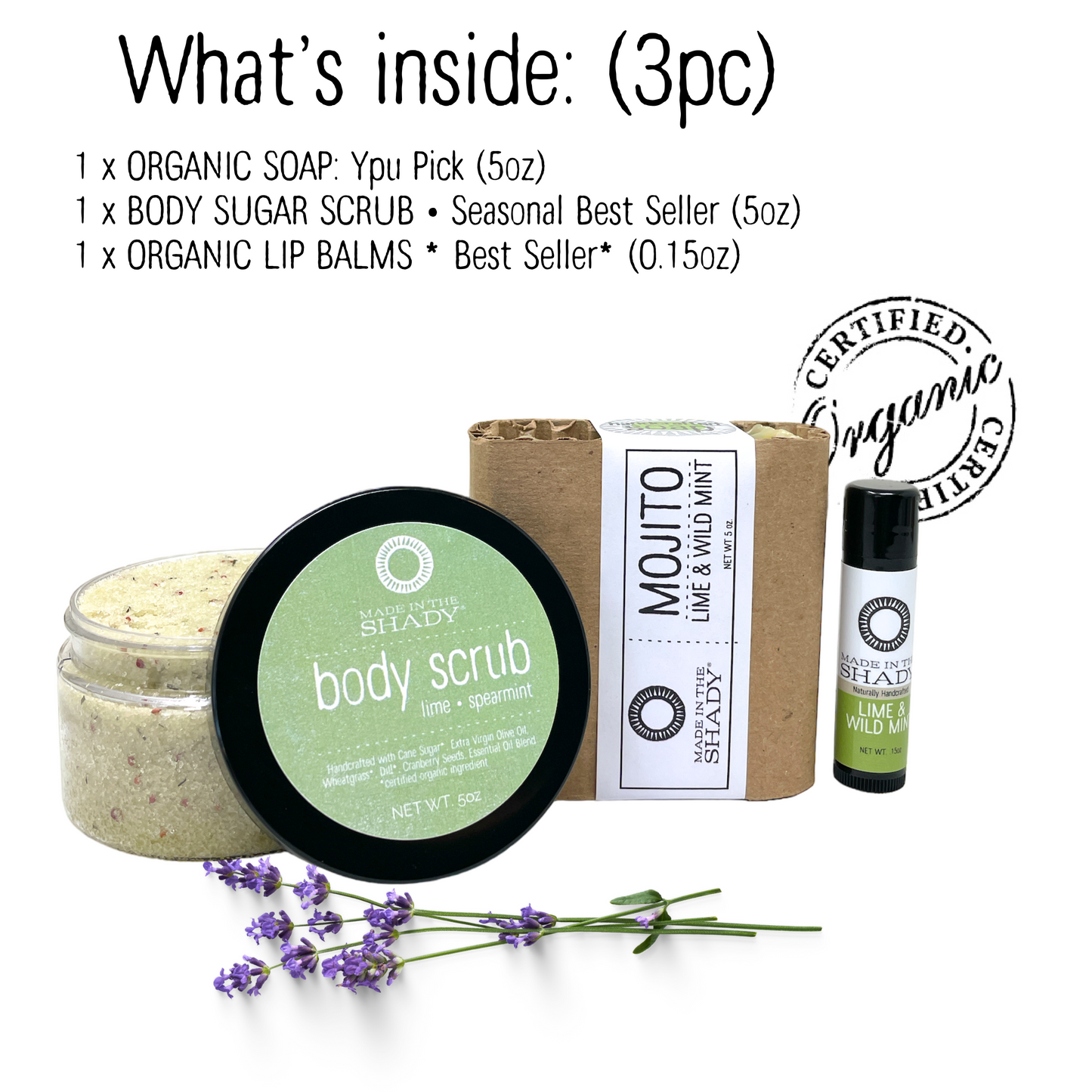 Mojito Self Care Gift Box - Lime & Mint Body Scrub, Lip Balm & Soap | Natural Spa Set | Relaxation Gift for Her | Made in the USA