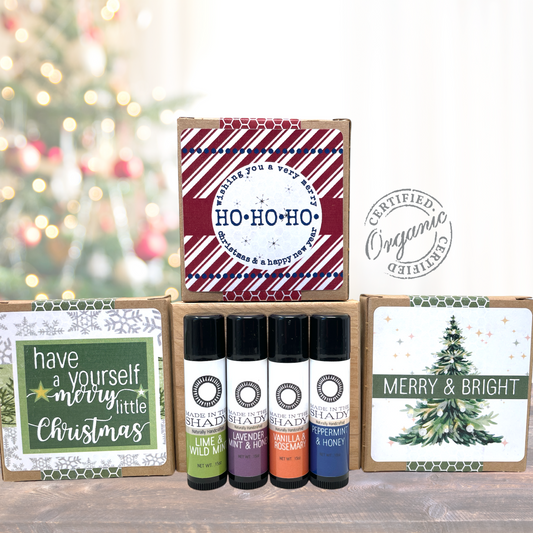 Organic Christmas Lip Balm Gift Set (4-Pack)• GIFT READY! •