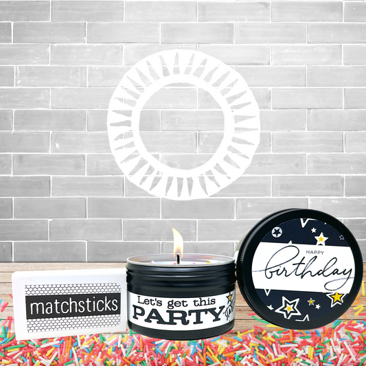 Birthday Cake Candle with Wooden Matches•Lets Get This Party Started...(4oz)