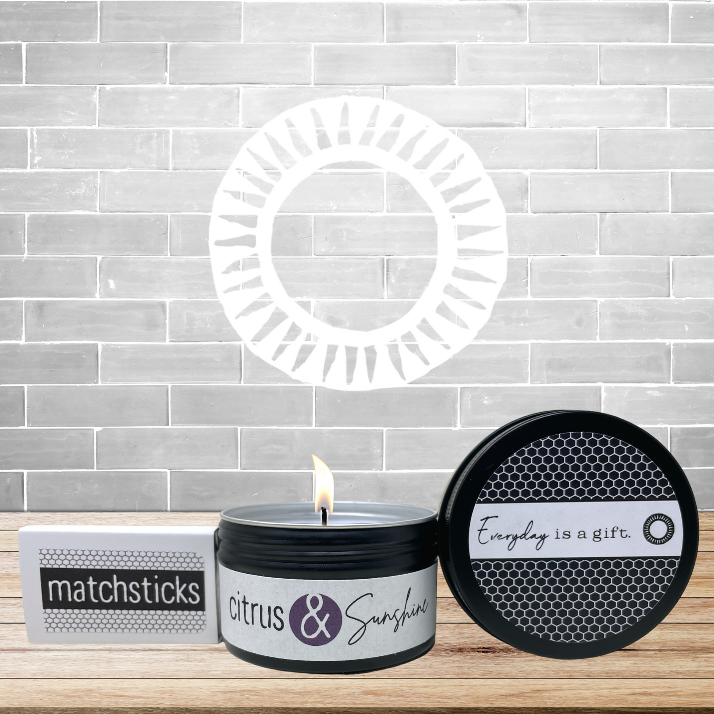 Citrus and Sunshine Coconut Soy Candle with Wooden Matches (4 oz)