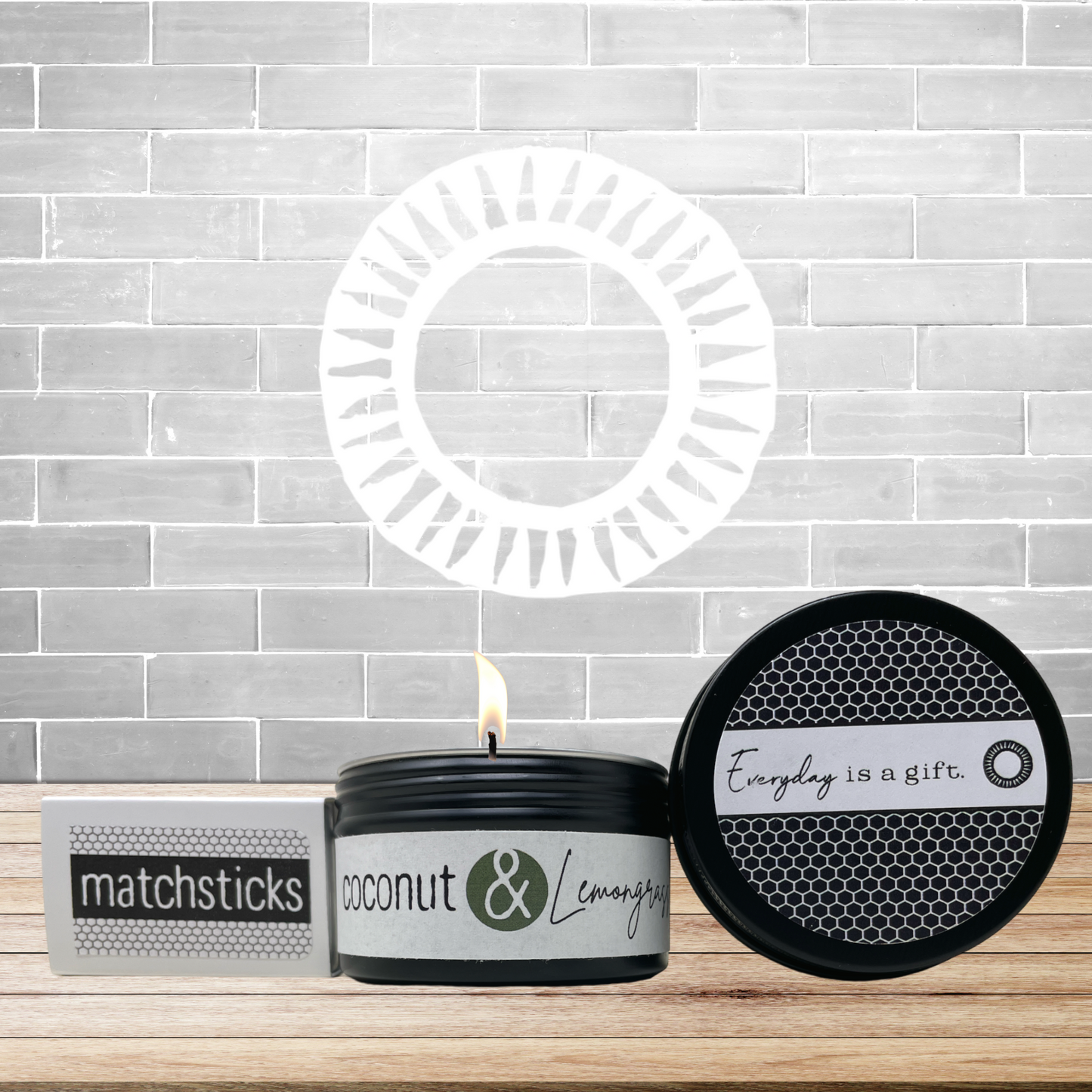 Coconut and Lemongrass Coconut Soy Candle with Wooden Matches (4 oz)