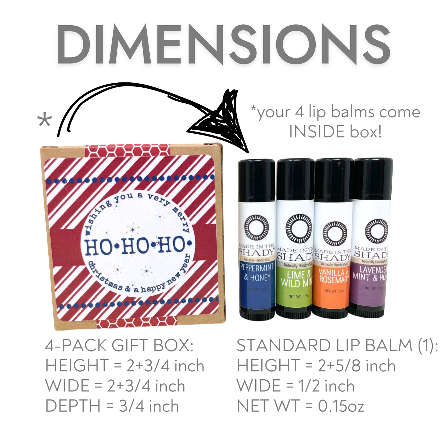 Organic Christmas Lip Balm Gift Set (4-Pack)• GIFT READY! •