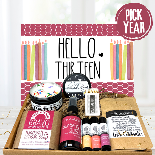 Hello Teen Girl Birthday Gift Box | Personalized Natural Self Care Gift *PICK BIRTHDAY YEAR*