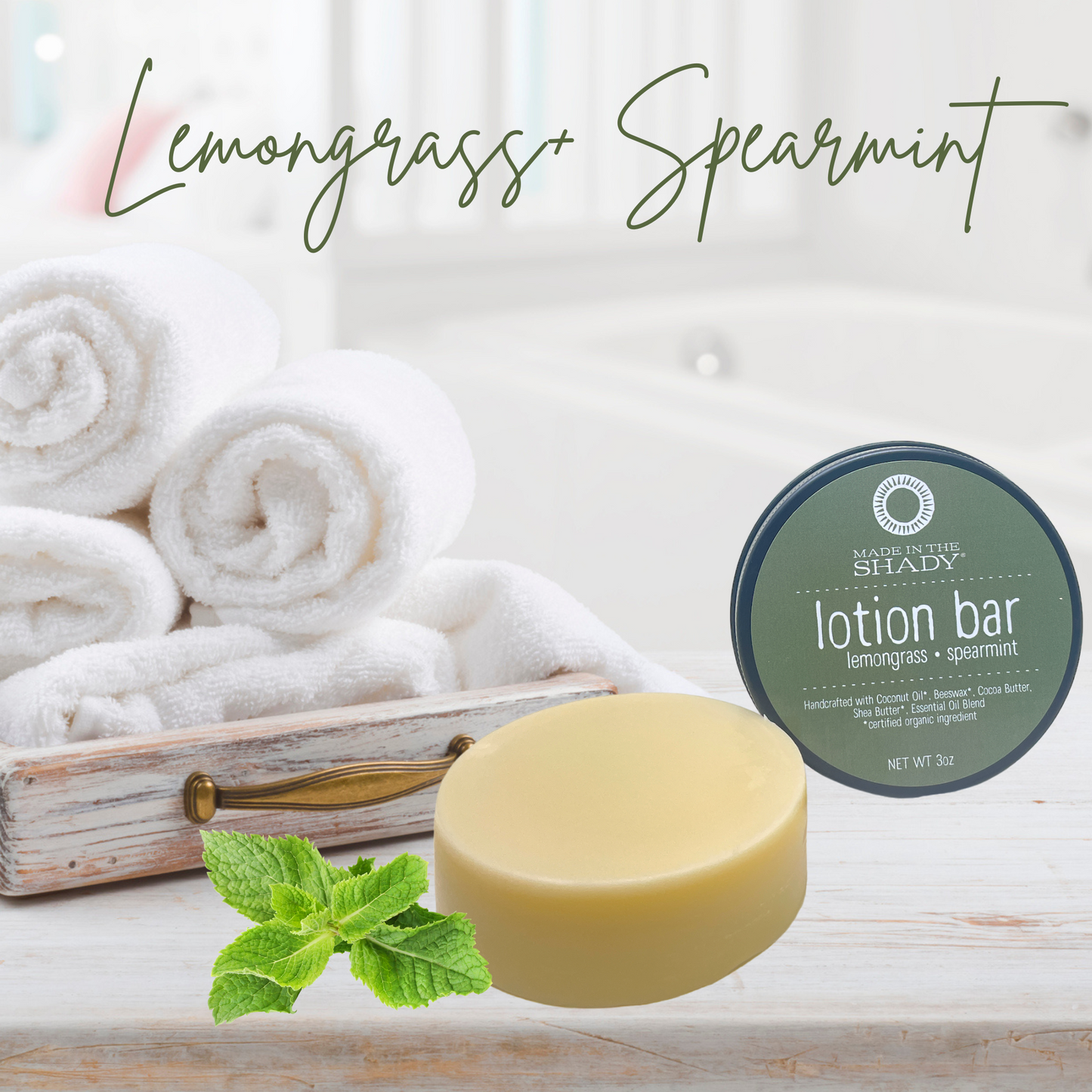 Lemongrass Spearmint Solid Lotion Bar (3oz)