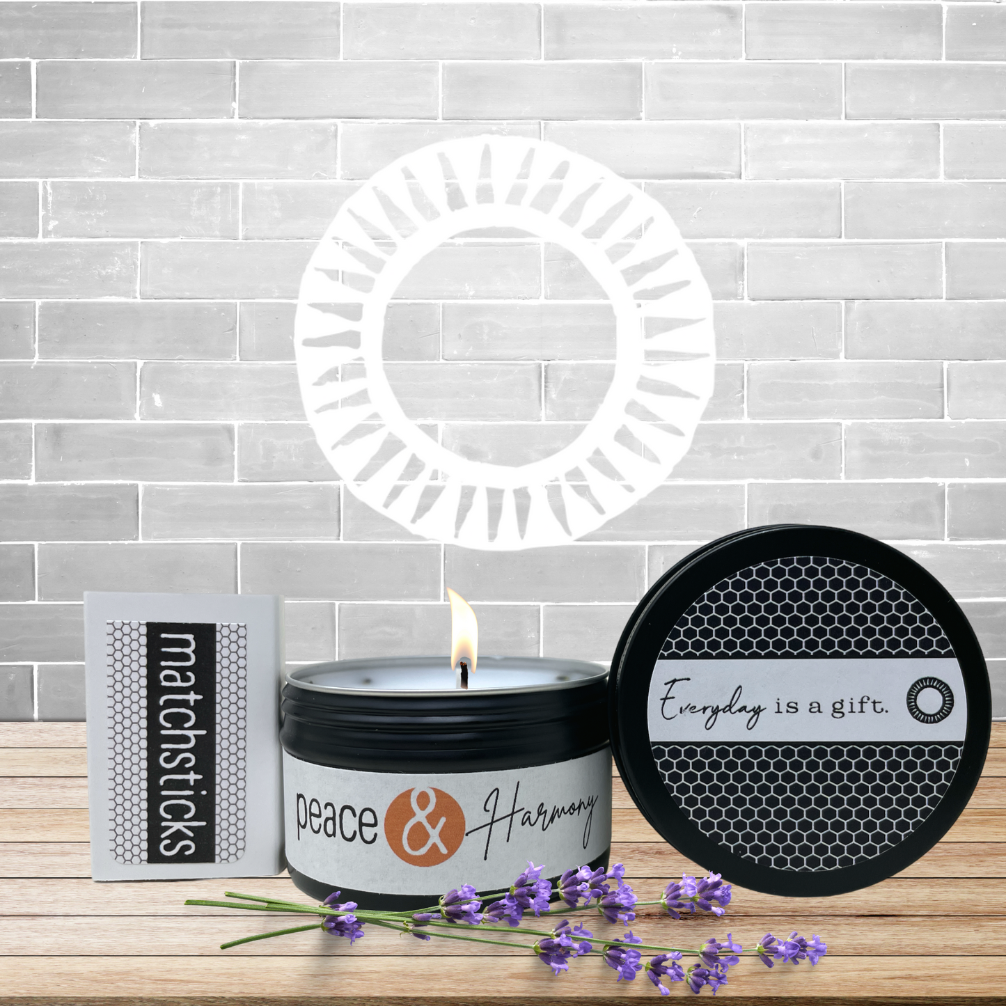Peace and Harmony•Lavender Vanilla•Natural Candle with Wooden Matches (4 oz)