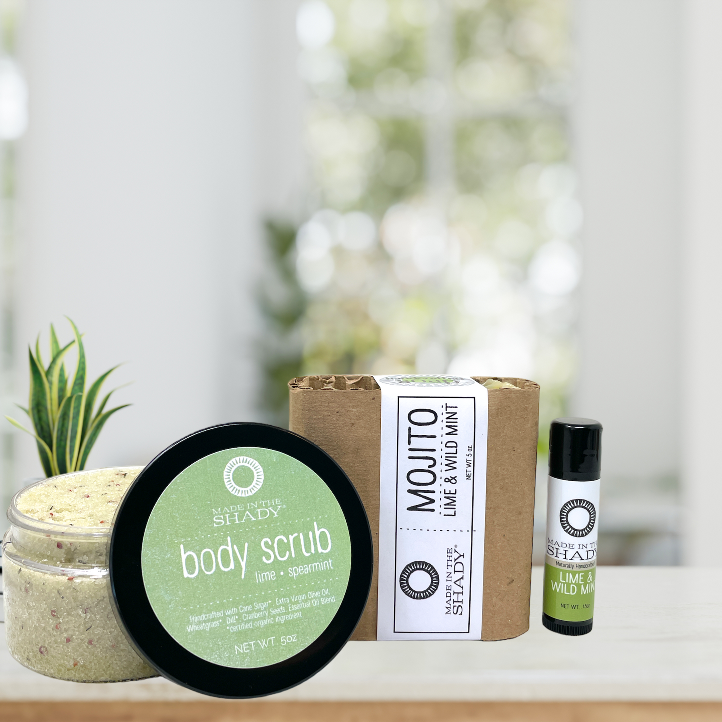 Mojito Self Care Gift Box - Lime & Mint Body Scrub, Lip Balm & Soap | Natural Spa Set | Relaxation Gift for Her | Made in the USA
