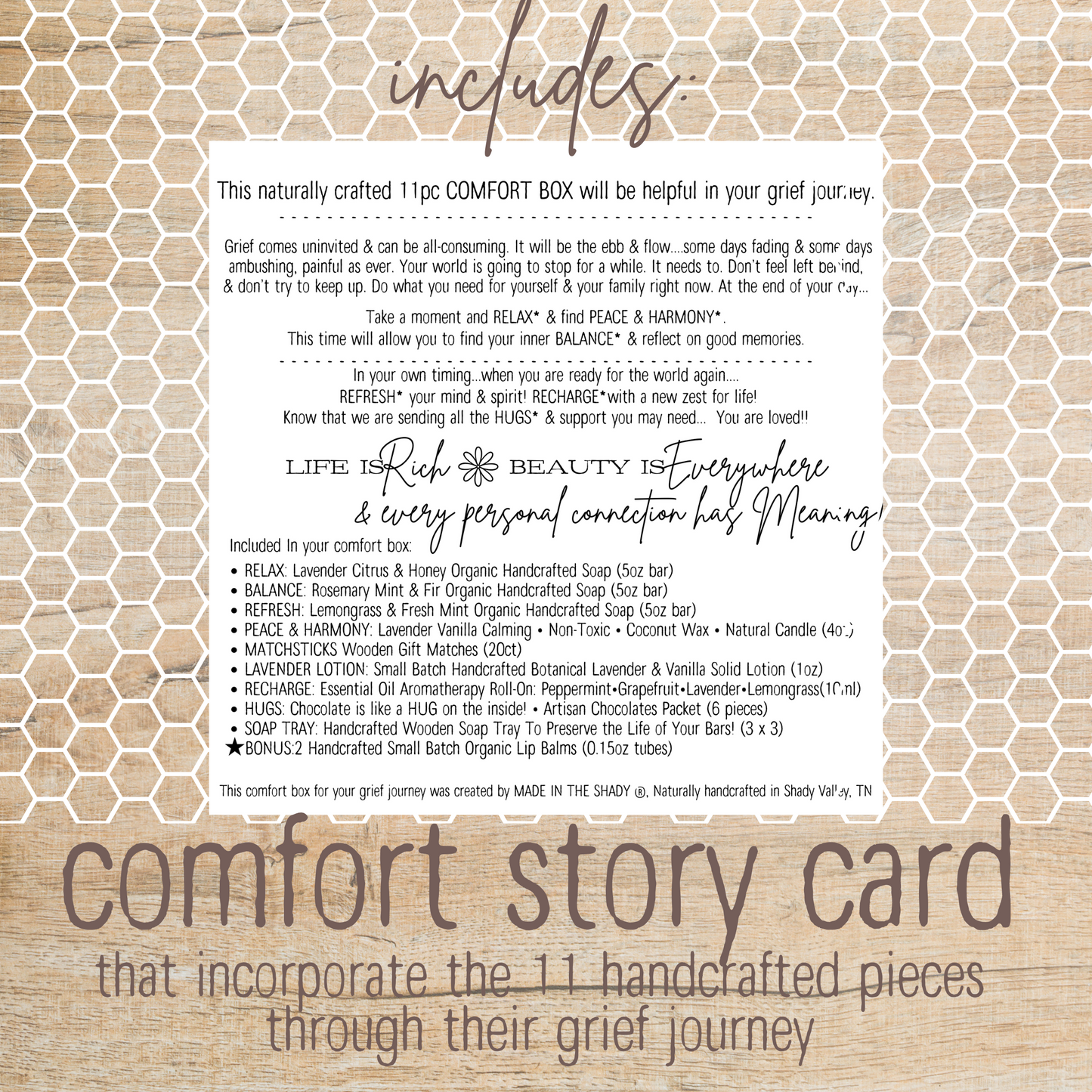 11PC Sympathy Condolence Deluxe Comfort Kit