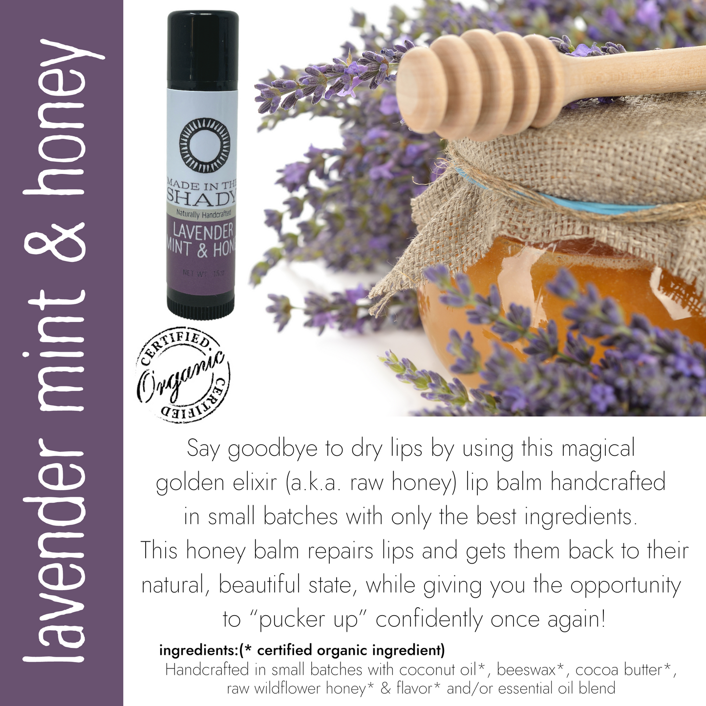 Best Seller Organic Lip Balm Collection includes Lavender Mint Honey Lip Balm