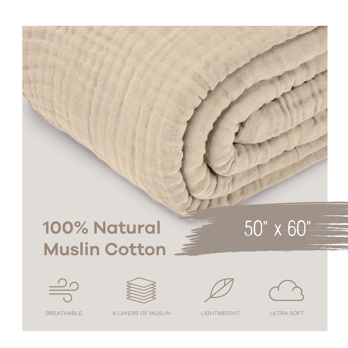 Cozy Throw Blanket: 100% Muslin Cotton | All-Season Lightweight Throw