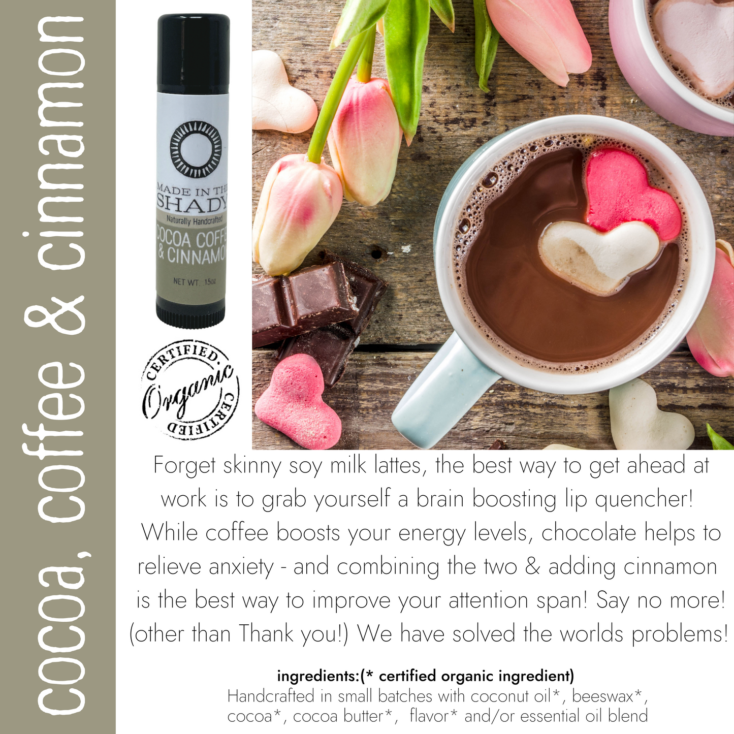 Organic Lip Balm Cocoa Coffee & Cinnamon
