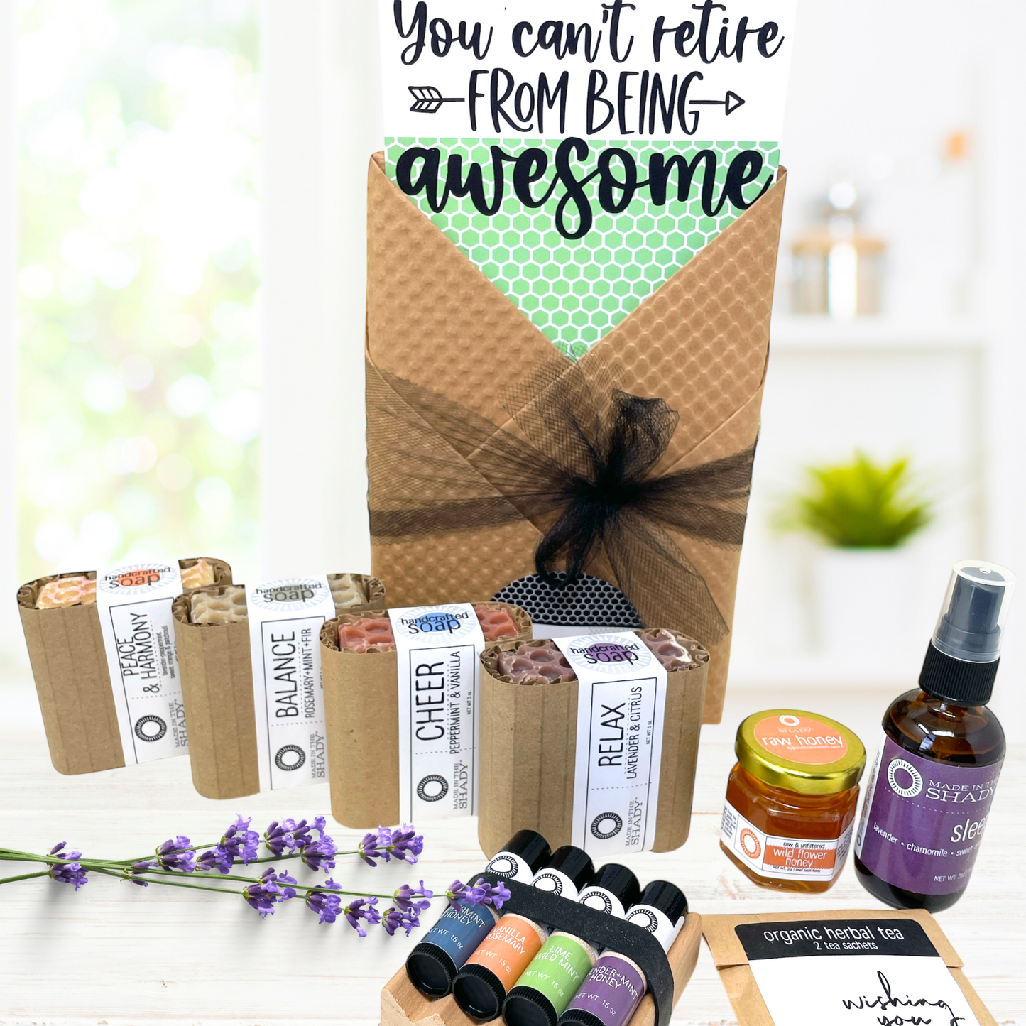 Retirement Gift Box • Handcrafted Self-Care Set • You Can't Retire from Being Awesome (12PC WRAPPED GIFT)