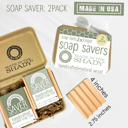 Handcrafted Wooden Soap Saver Tray 2 Pack – Made in USA | Eco-Friendly Soap Dish