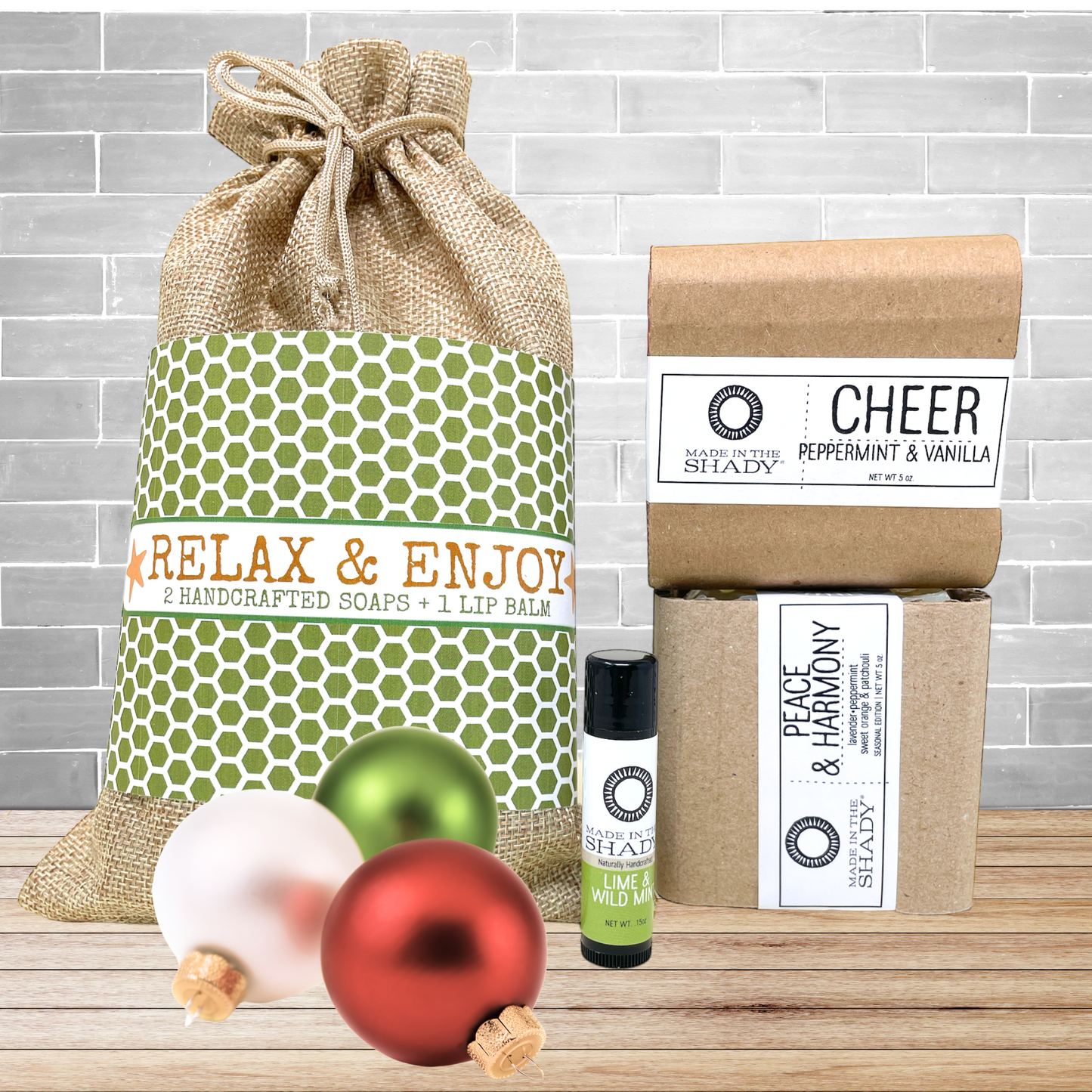 Relax & Enjoy 3-Piece Organic Gift Set – 2 Handcrafted Soaps & Best-Selling Lip Balm