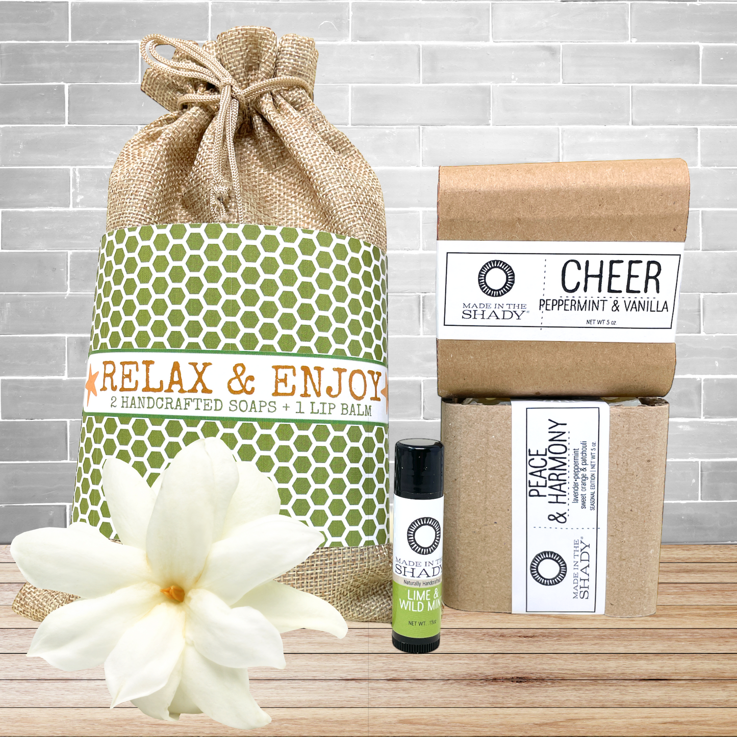 Relax & Enjoy 3-Piece Organic Gift Set – 2 Handcrafted Soaps & Best-Selling Lip Balm