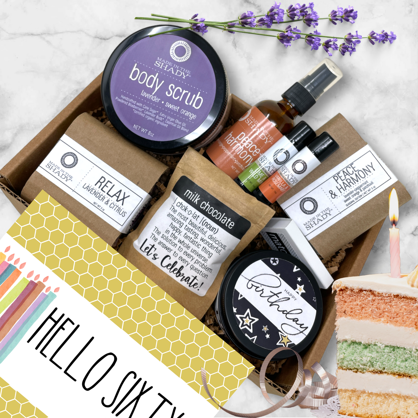 60th Ultimate Birthday Gift Self Care Package • Sixtieth Birthday Gift • Hello Sixty Est. 1964 (9PC)