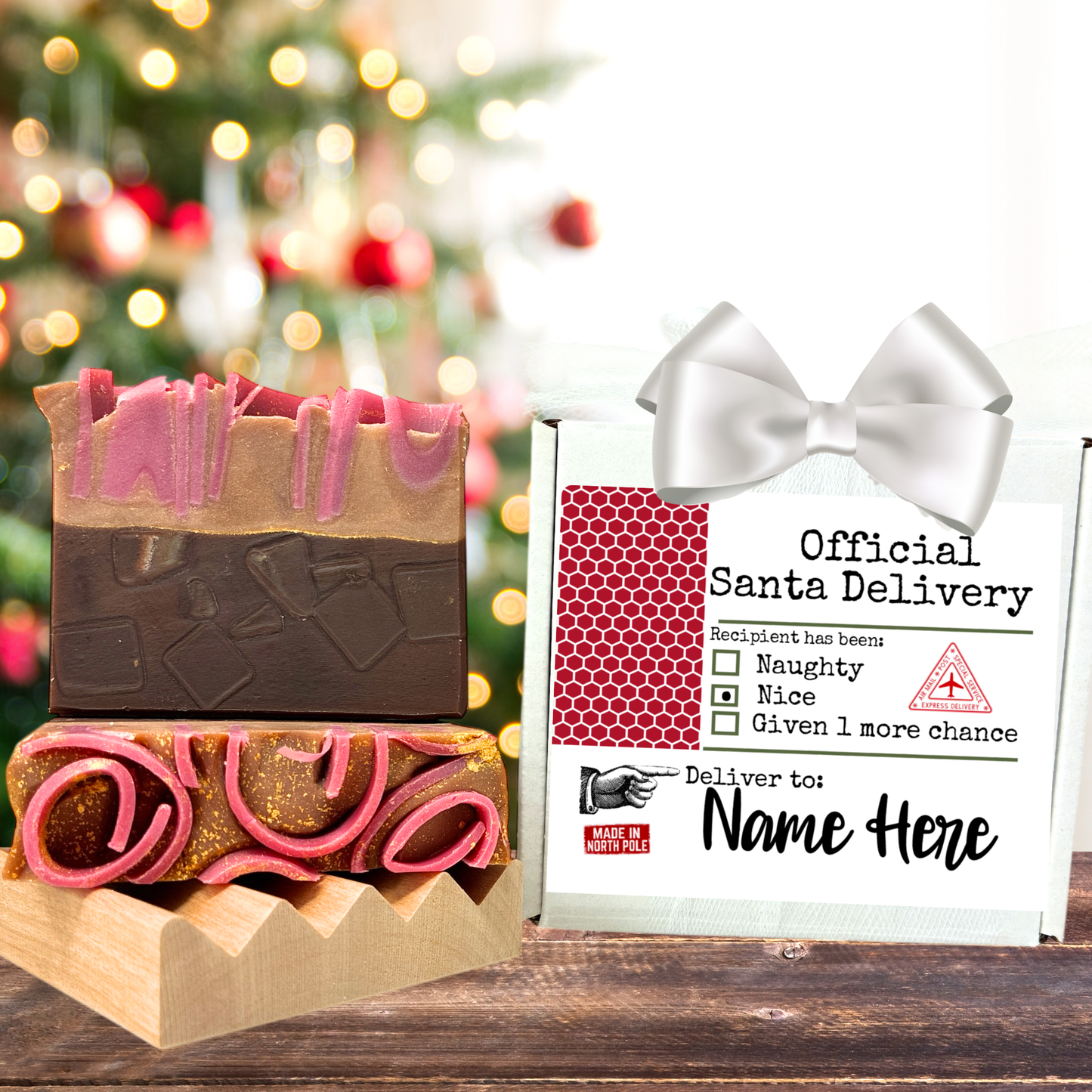 Naughty or Nice Santa Gift • Santa’s Sweet Sleigh Soap & Tray Set
