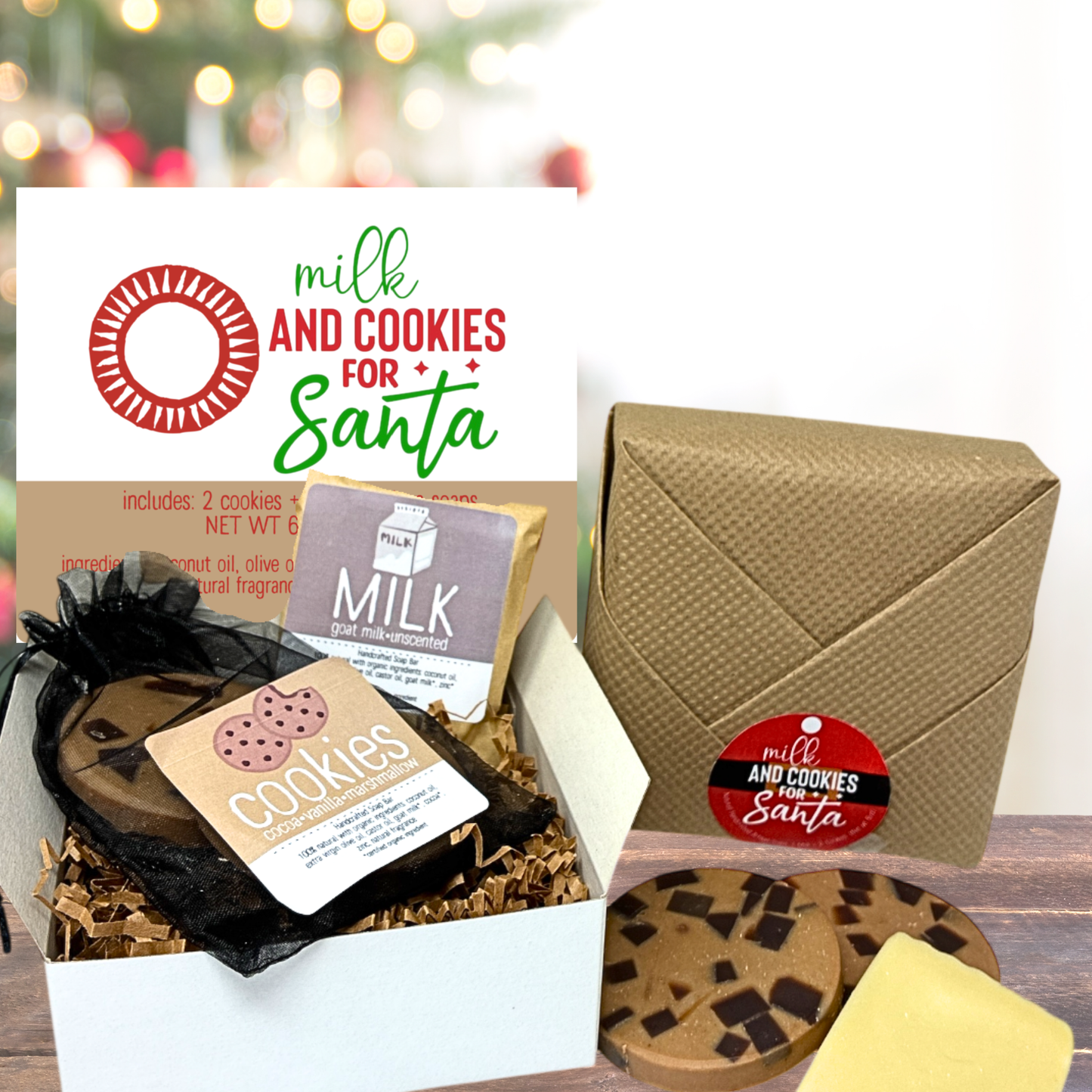 Santa’s Milk & Cookies Soap Gift Box – Handmade Holiday Set, Free Shipping