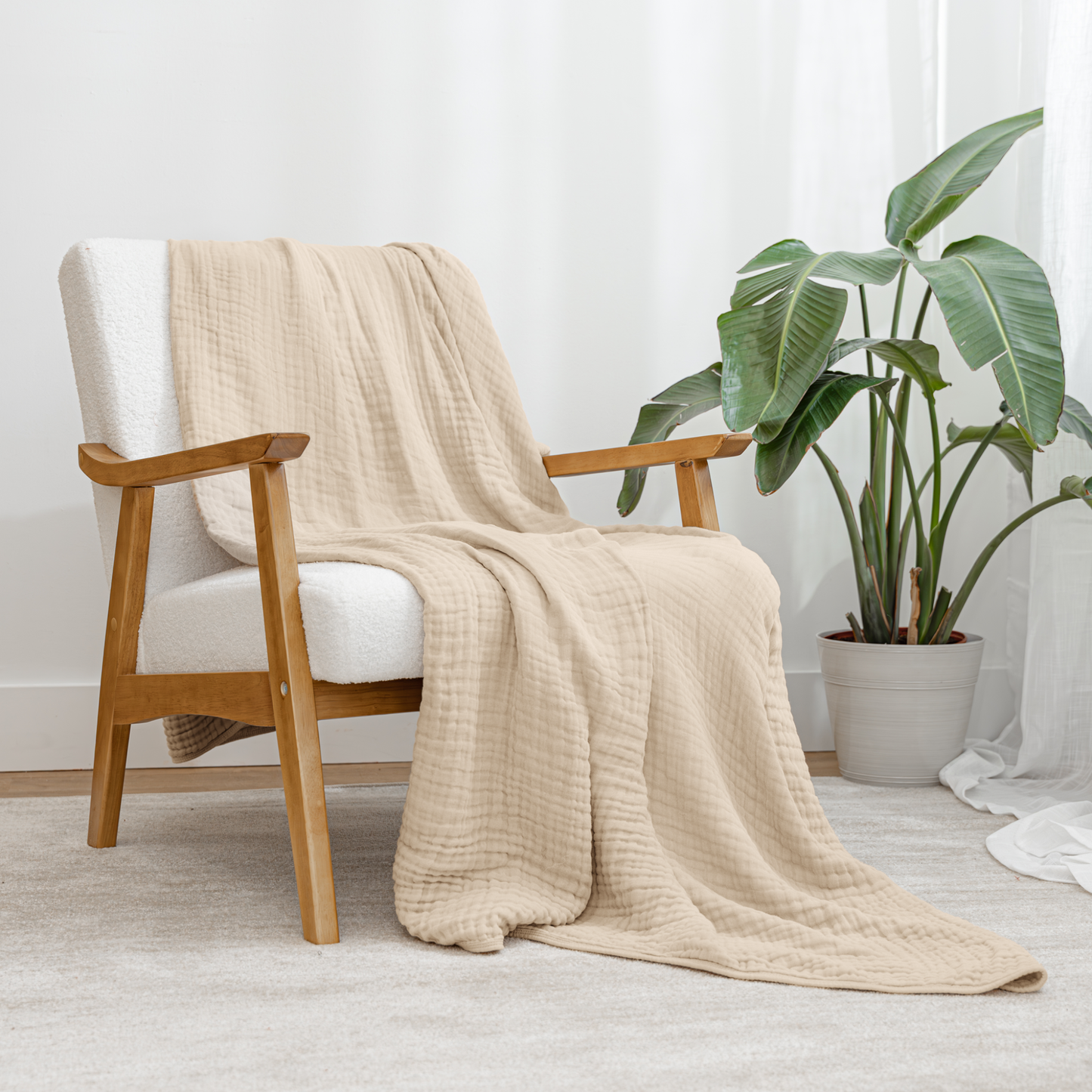 Cozy Throw Blanket: 100% Muslin Cotton | All-Season Lightweight Throw