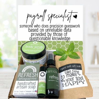 Lemongrass mint payroll administrator gift and handmade self care products
