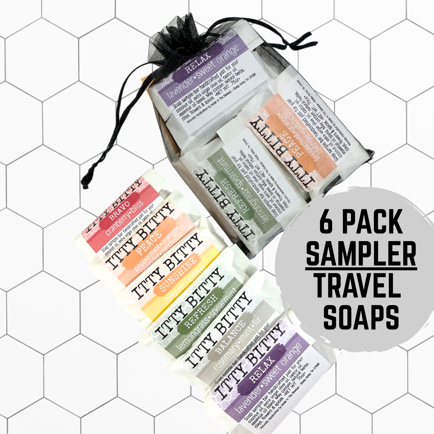 ITTY BITTY Sampler Pack: 6 Travel Soaps