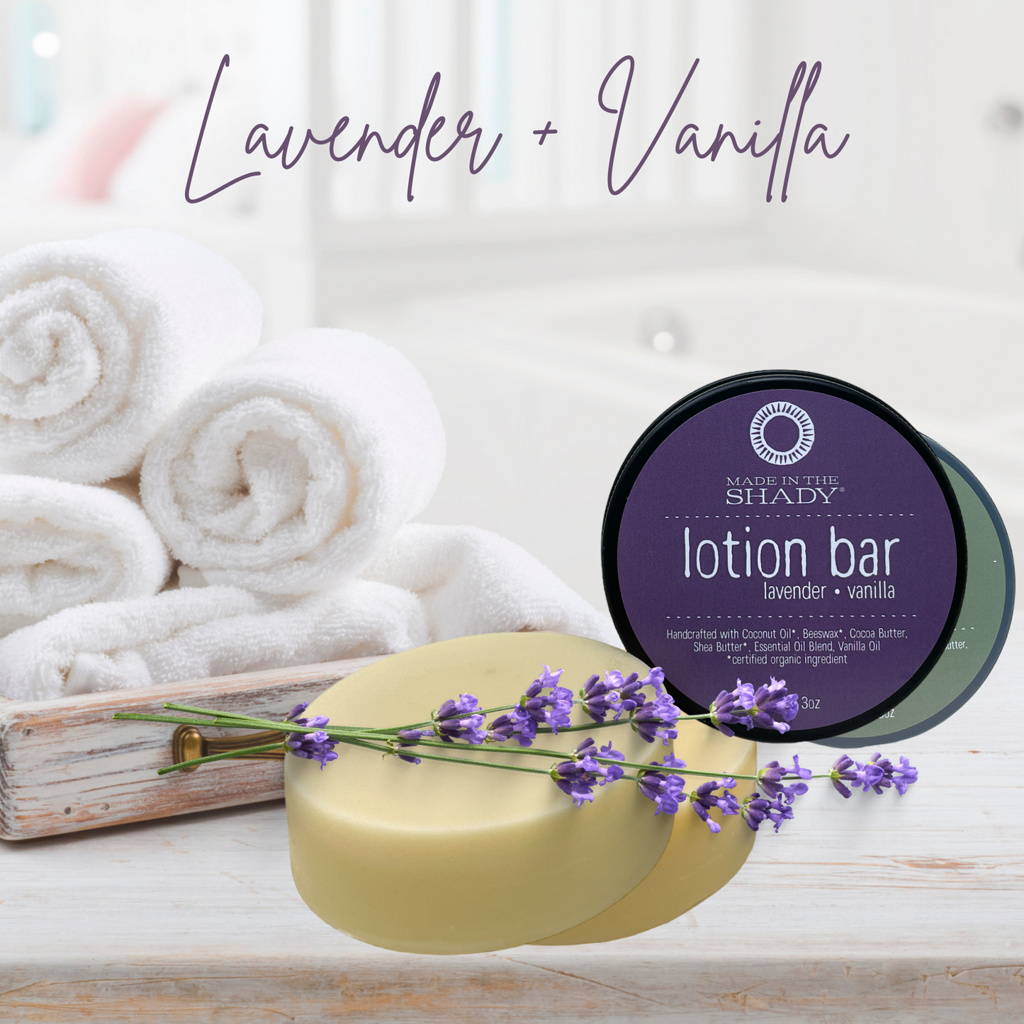 Lavender Vanilla Solid Lotion Bar (3oz)