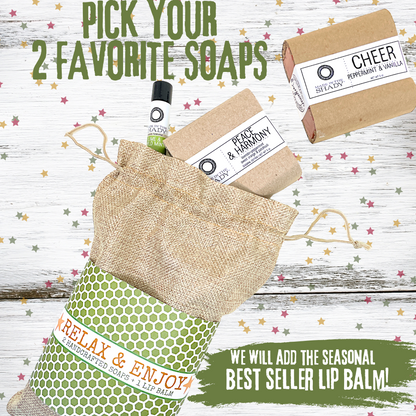 Relax & Enjoy 3-Piece Organic Gift Set – 2 Handcrafted Soaps & Best-Selling Lip Balm