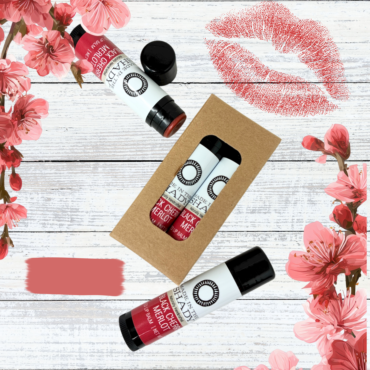 Organic Tinted Lip Balm 2 Pack • Black Cherry Merlot • Natural Lip Shimmer