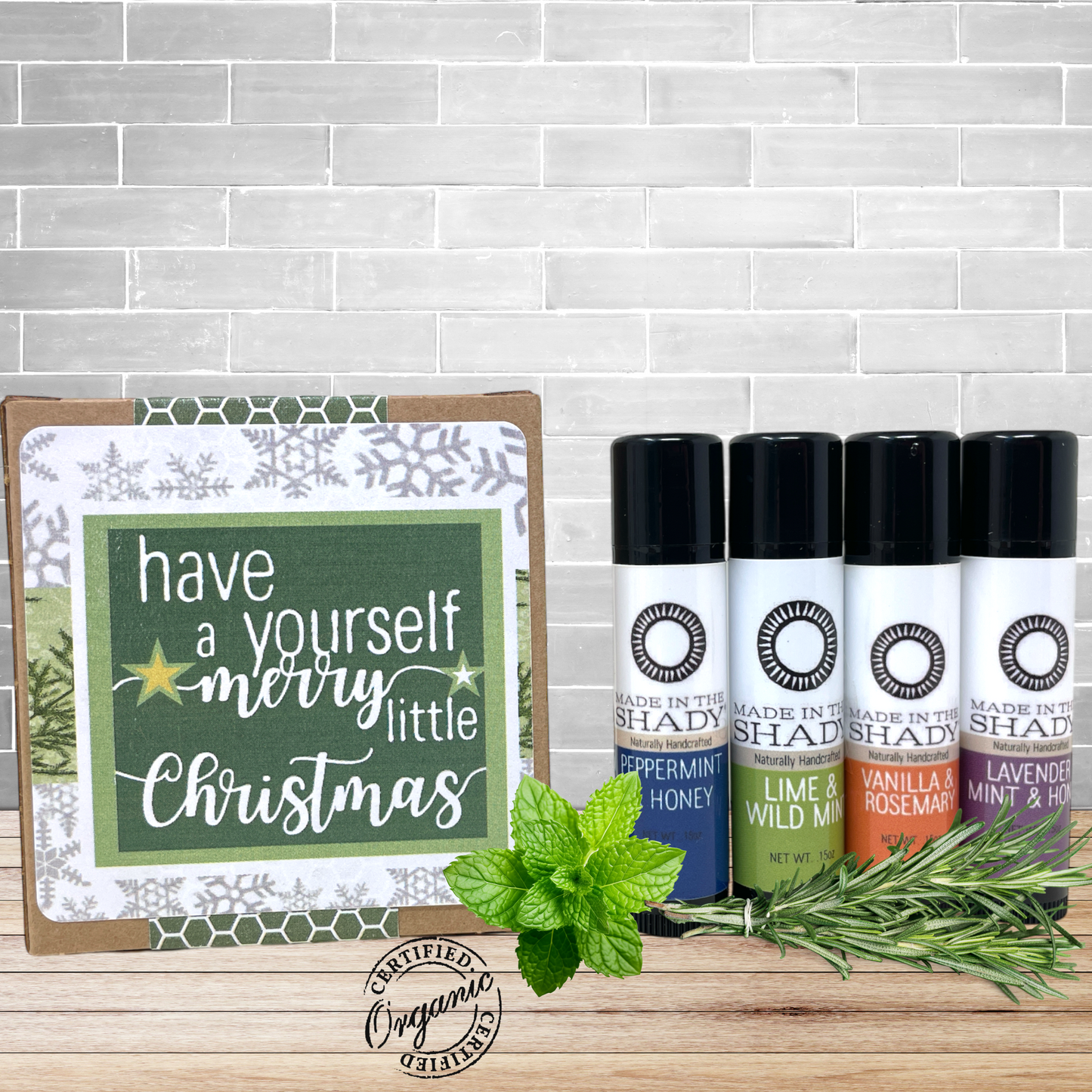 Organic Christmas Lip Balm Gift Set (4-Pack)• GIFT READY! • Choose Berries or Mint & Herb Flavors