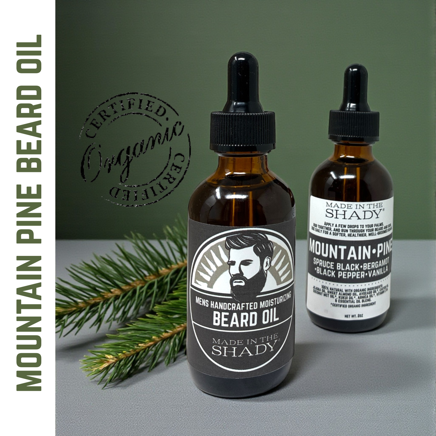Handcrafted Mountain Pine Beard Oil – Organic Moisturizing Beard Conditioner • Natural Shine & Softness