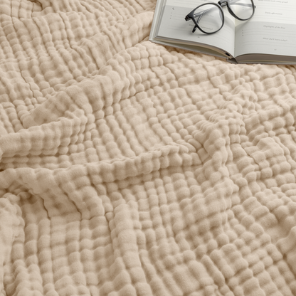 Cozy Throw Blanket: 100% Muslin Cotton | All-Season Lightweight Throw
