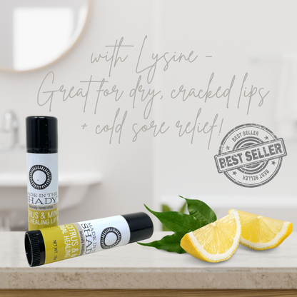 Citrus Mint Herbal Healing Lip Balm with Lysine: 2 Pack