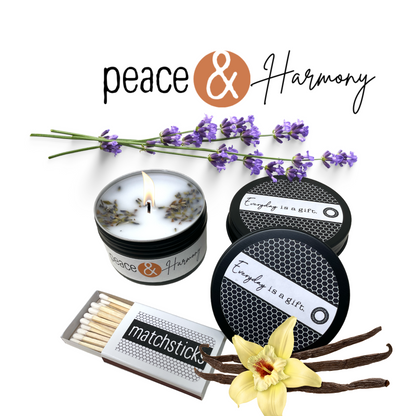 Peace and Harmony•Lavender Vanilla•Natural Candle with Wooden Matches (4 oz)