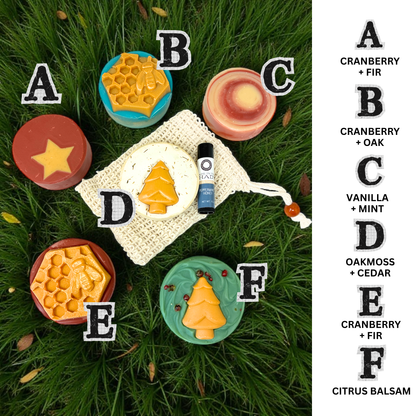 Handcrafted Christmas Soap Gift Set with Sisal Soap Saver & Organic Peppermint Honey Lip Balm