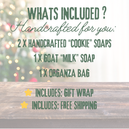 Santa’s Milk & Cookies Soap Gift Box – Handmade Holiday Set, Free Shipping