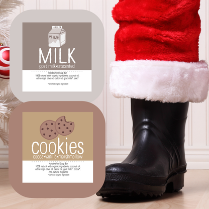 Santa’s Milk & Cookies Soap Gift Box – Handmade Holiday Set, Free Shipping