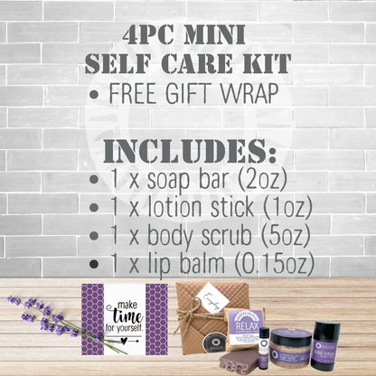 Mini Organic Self Care Gift Set (4 Piece) with Lavender • FREE Gift Wrap