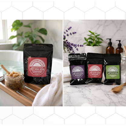 Organic Sugar Body Scrub single Use Packets • Lavender Orange • Cranberry Bliss • Lime Mint