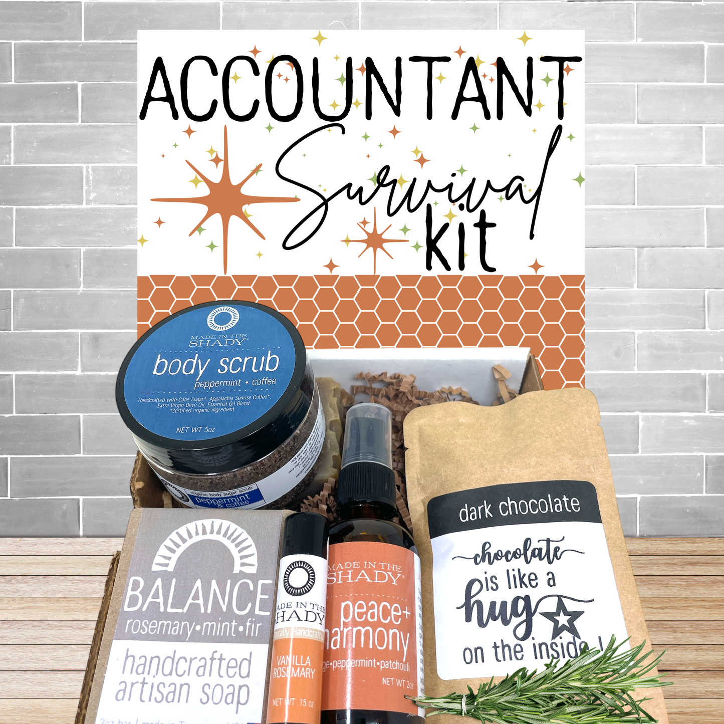 Accountant Survival Kit – Handcrafted Self-Care Gift Box with Soap, Aromatherapy, Lip Balm, Scrub & Treat | Made in USA