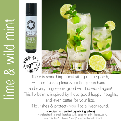 Best Seller Organic Lip Balm Collection includes Lime and Wild Mint Lip Balm